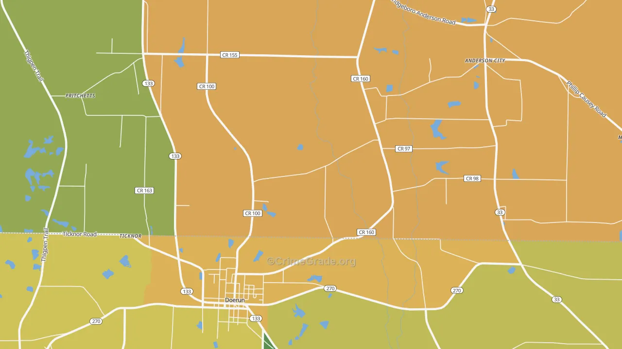 Sigsbee, GA Map of Murder Rates