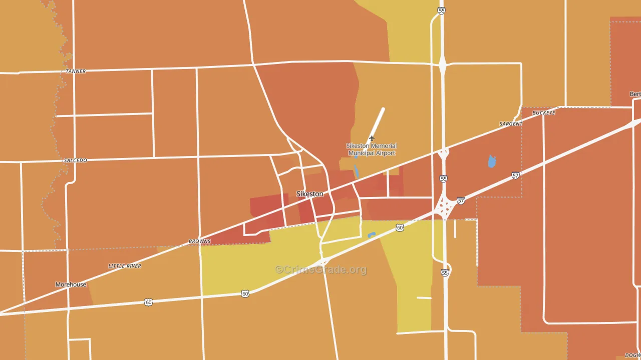 Sikeston, MO Map of Murder Rates