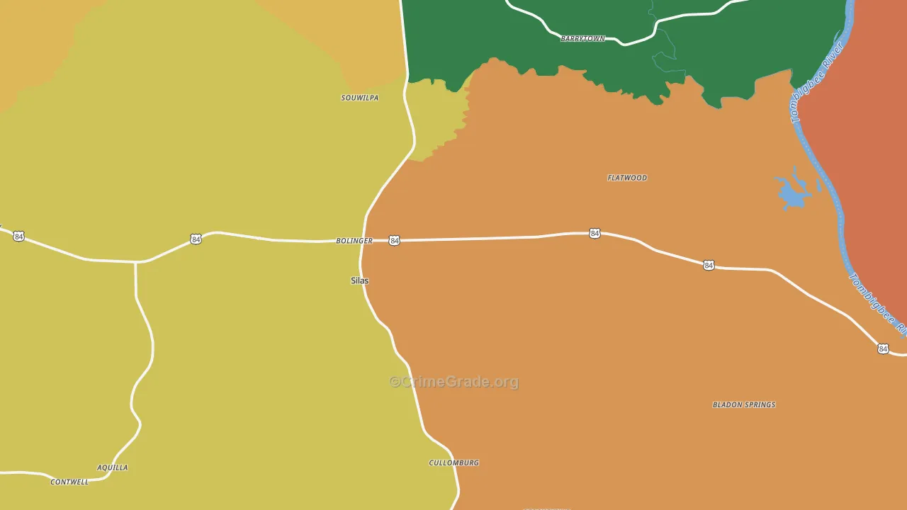 Silas, AL Map of Murder Rates