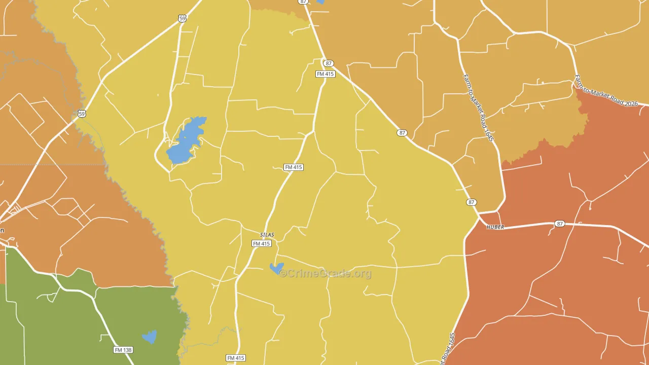 Silas, TX Map of Murder Rates