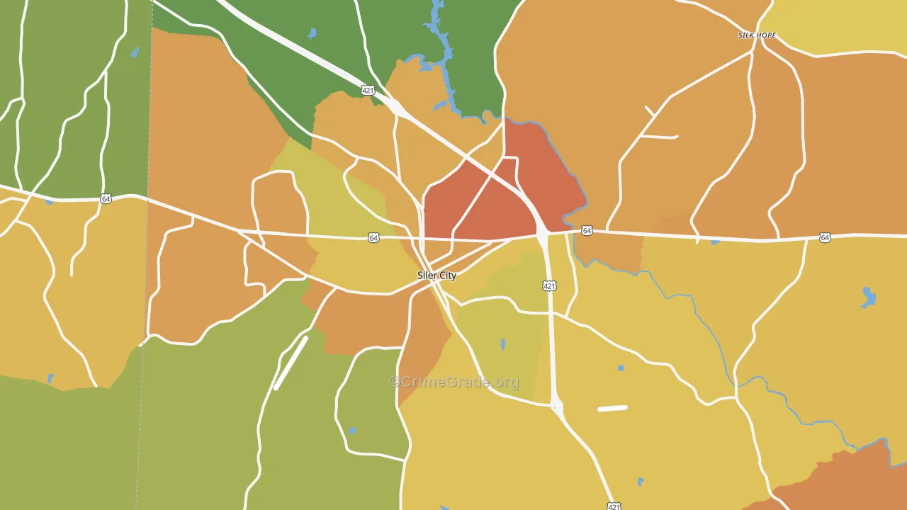 Siler City, NC Map of Murder Rates