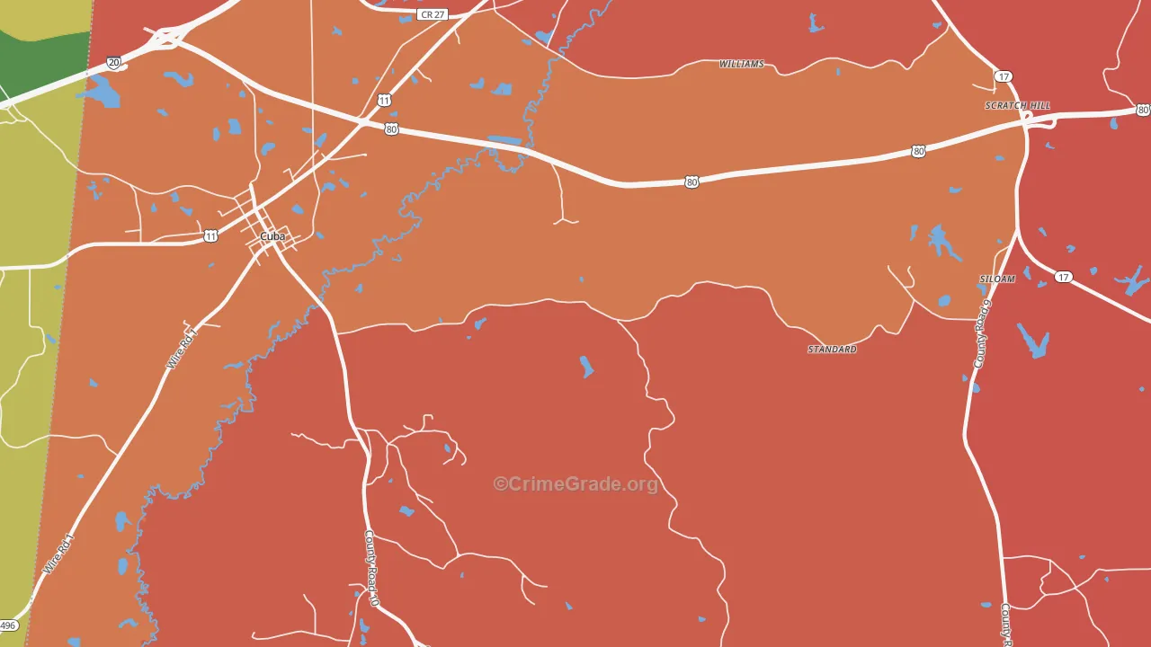 Siloam, AL Map of Murder Rates