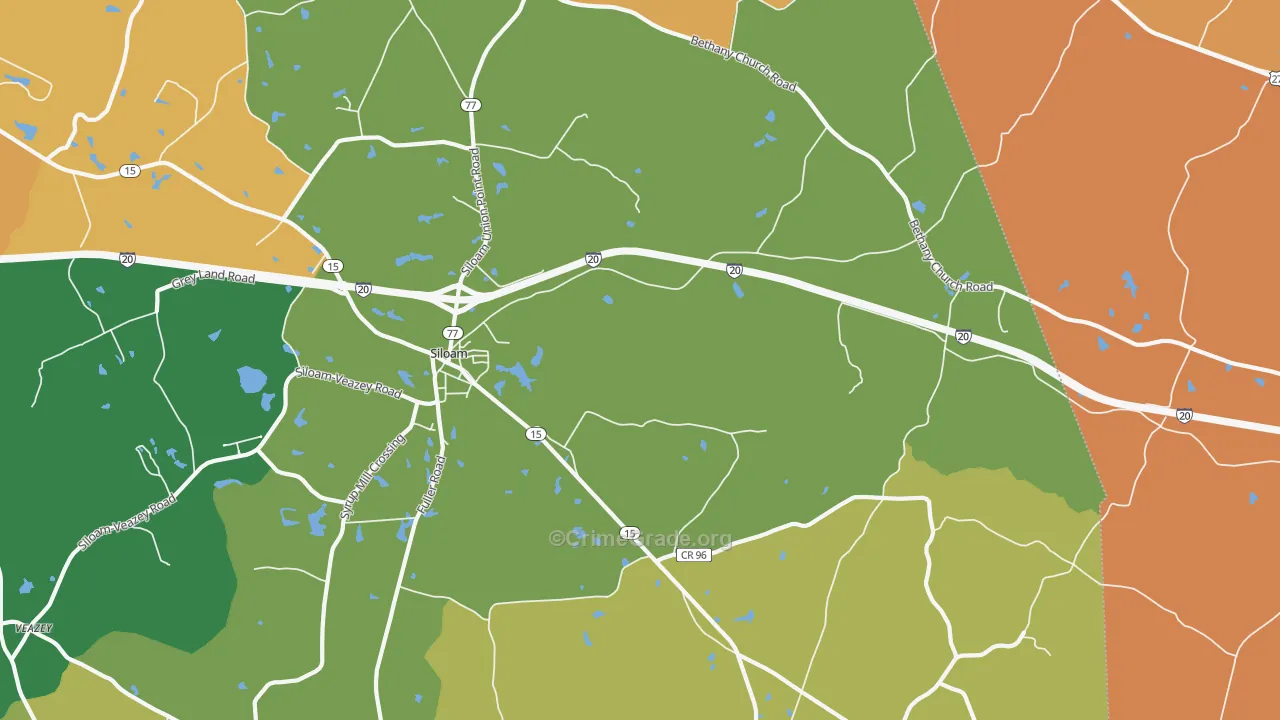 Siloam, GA Map of Murder Rates