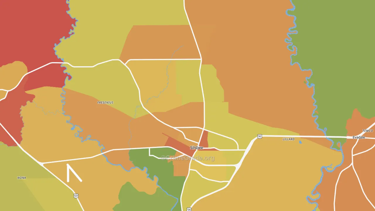 Silsbee, TX Map of Murder Rates