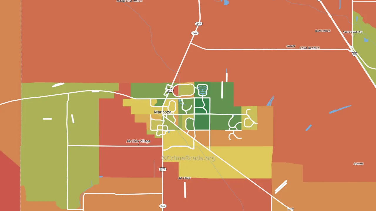 Silver Bell, AZ Map of Murder Rates