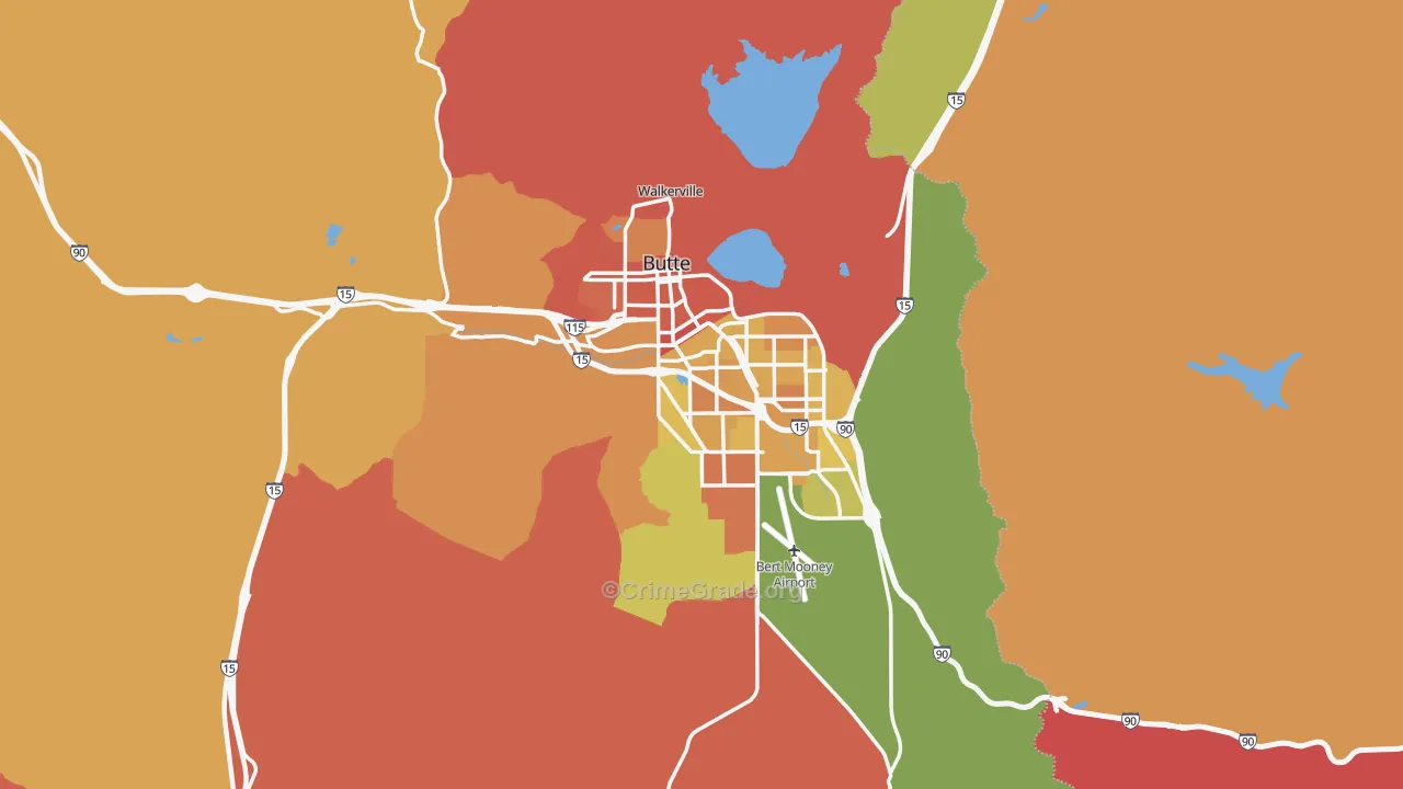Silver Bow County, MT Map of Murder Rates