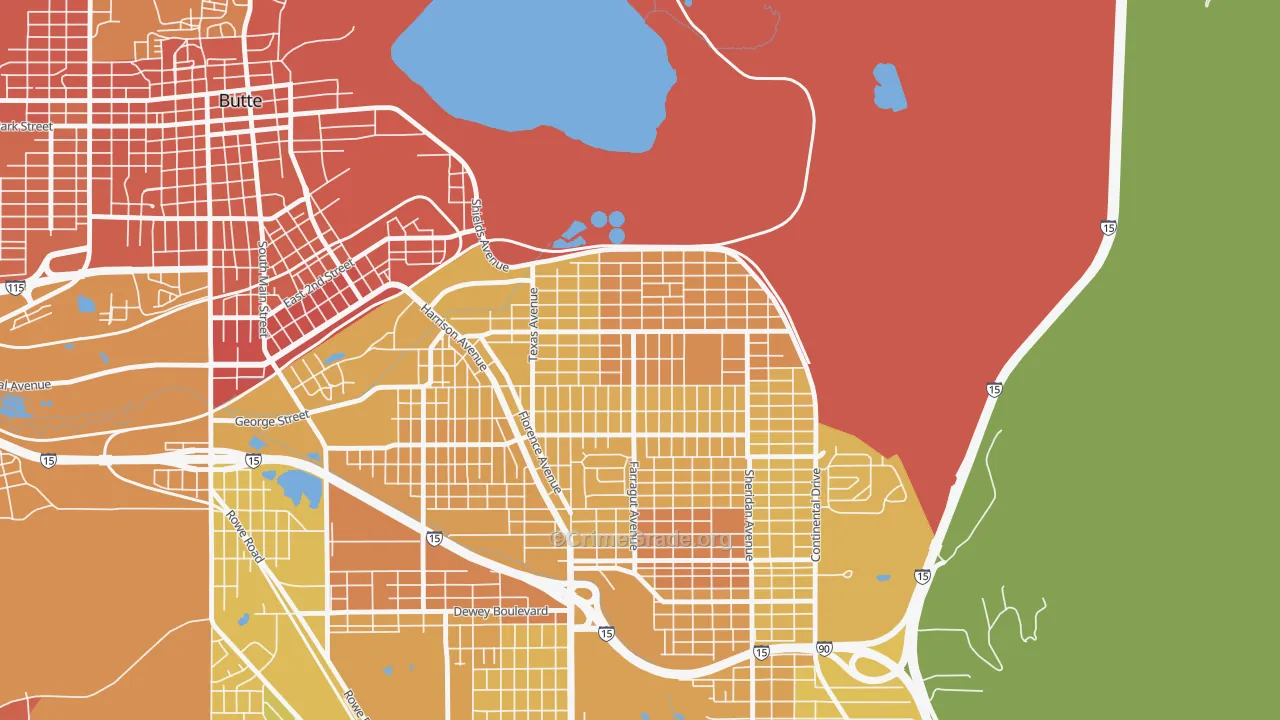 Silver Bow Park, Butte, MT Map of Murder Rates