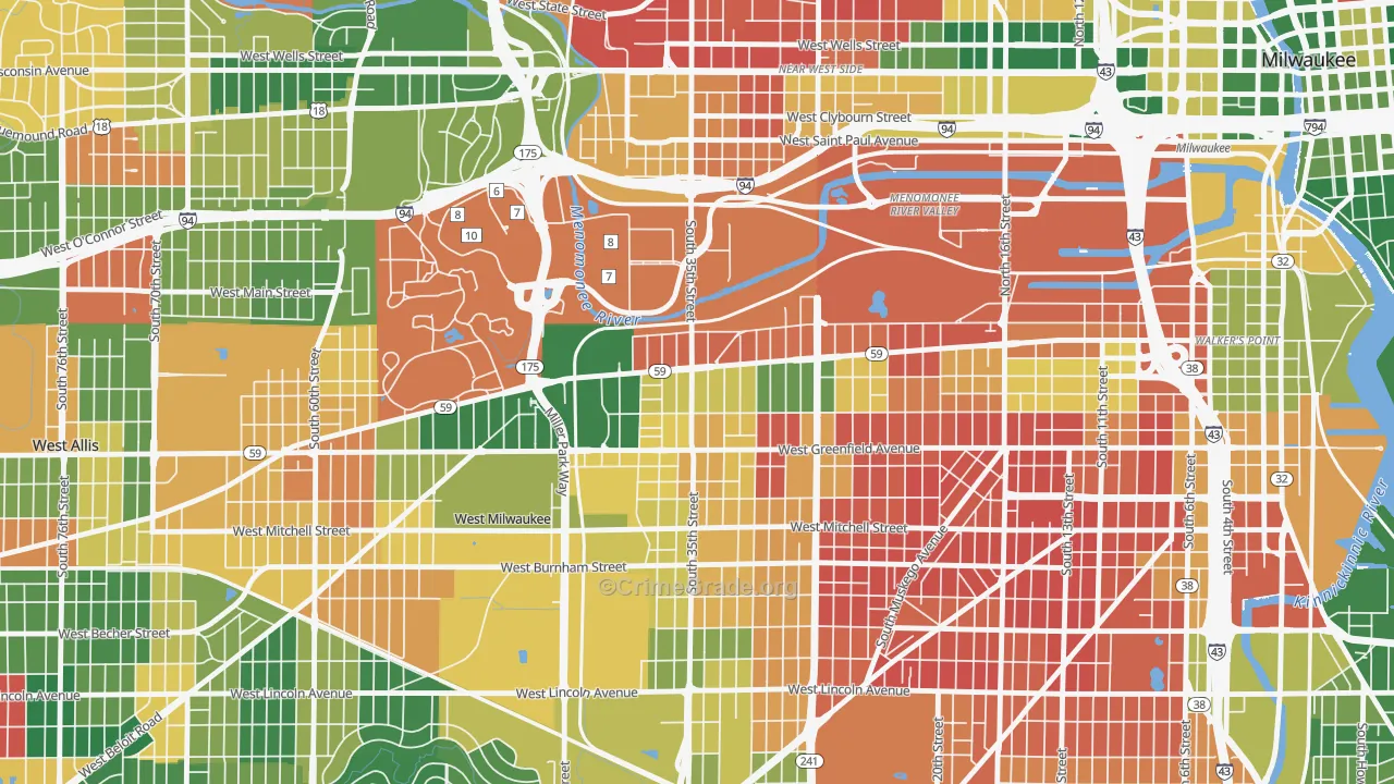 Silver City, Milwaukee, WI Map of Murder Rates