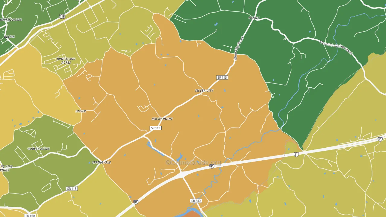 Silver City, TN Map of Murder Rates