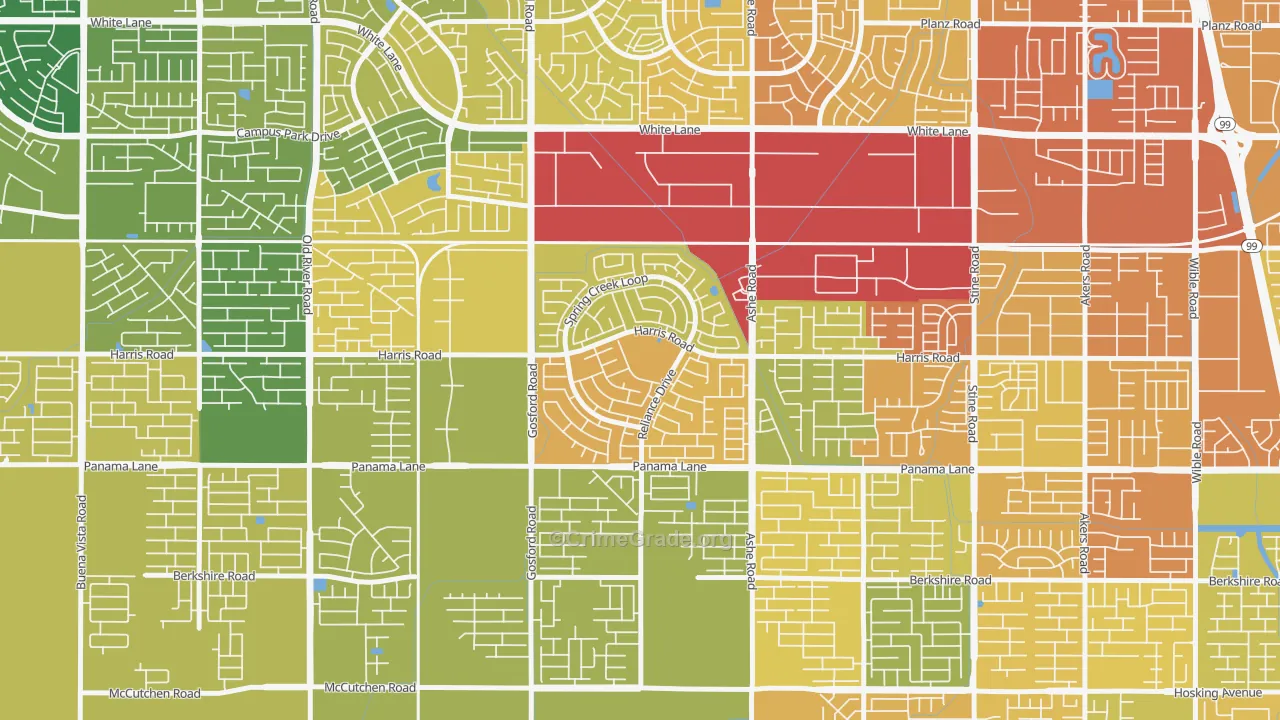 Silver Creek, Bakersfield, CA Map of Murder Rates