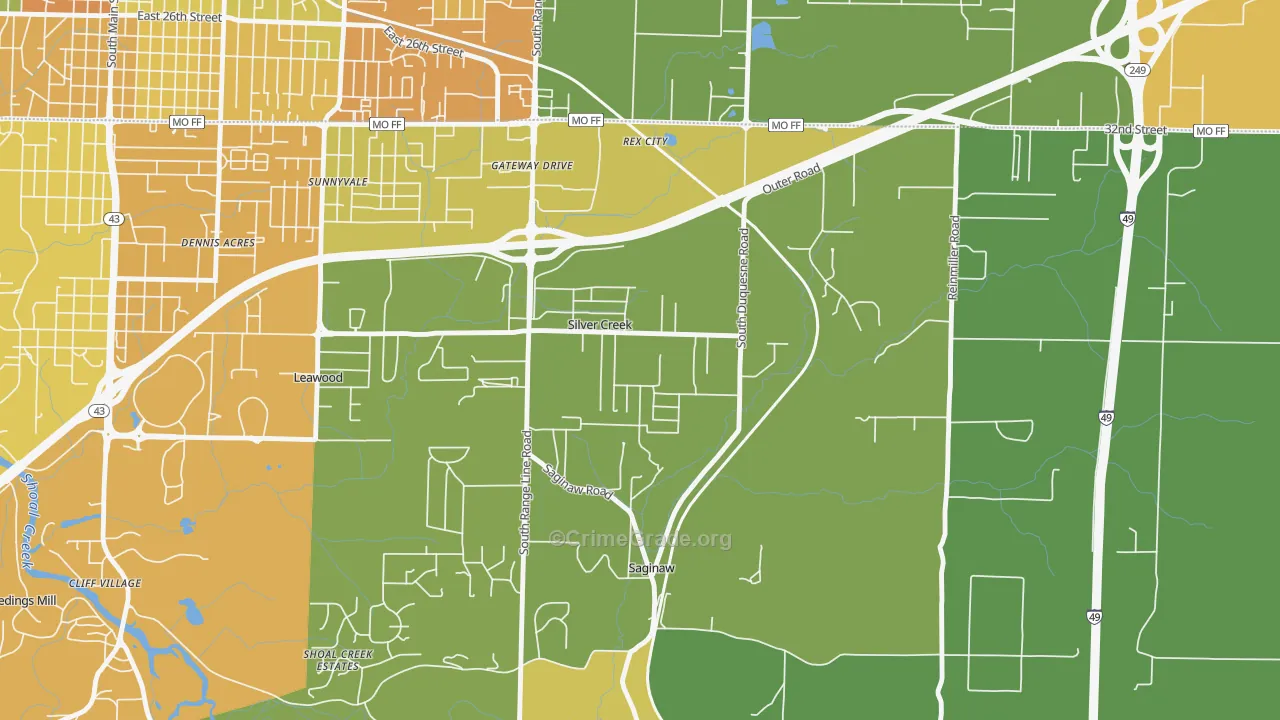 Silver Creek, MO Map of Murder Rates