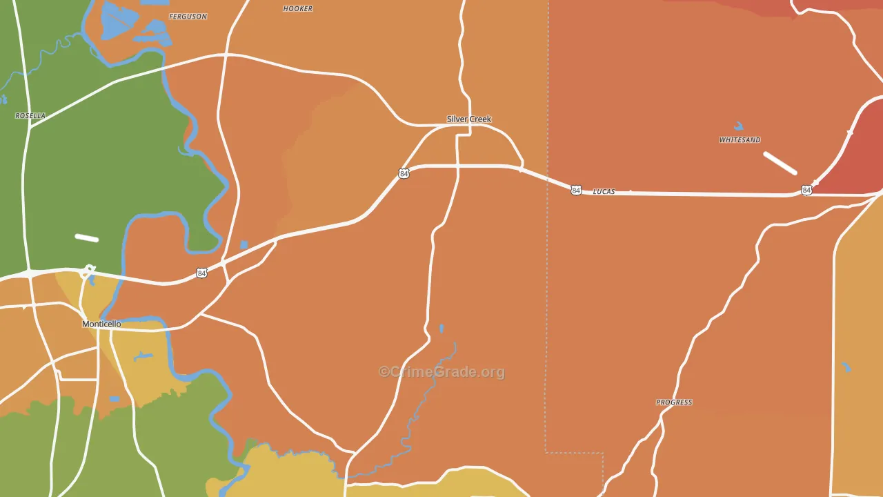 Silver Creek, MS Map of Murder Rates