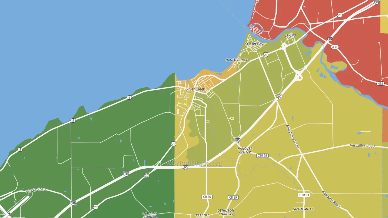 Silver Creek, NY Map of Murder Rates