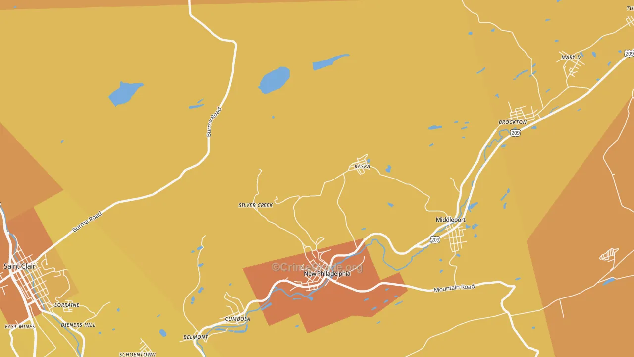 Silver Creek, PA Map of Murder Rates
