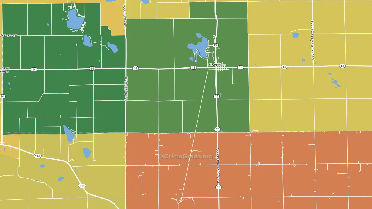 Silver Lake, IN Map of Murder Rates