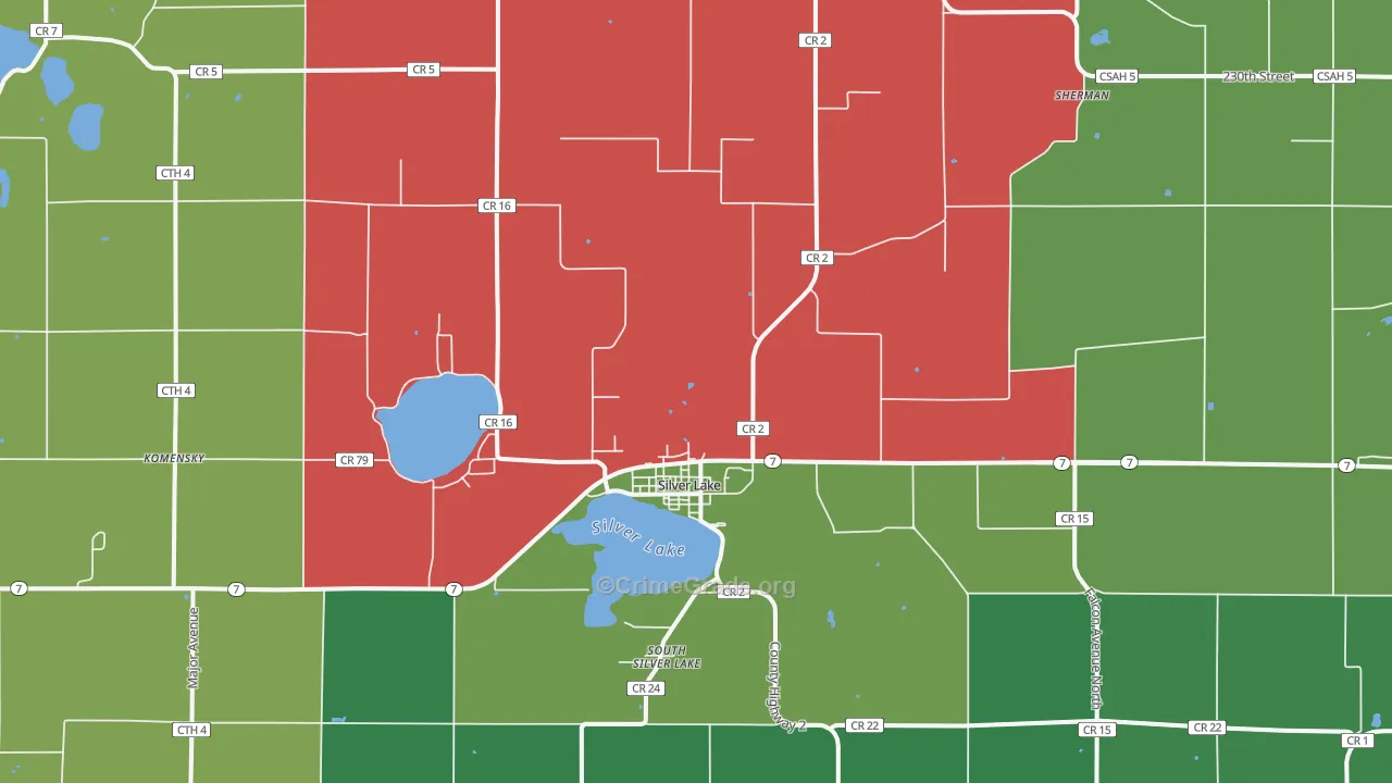 Silver Lake, MN Map of Murder Rates