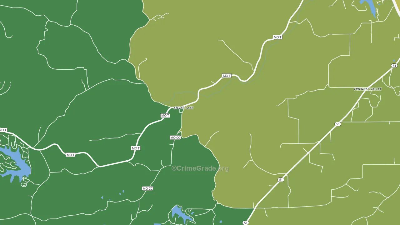 Silver Lake, MO Map of Murder Rates