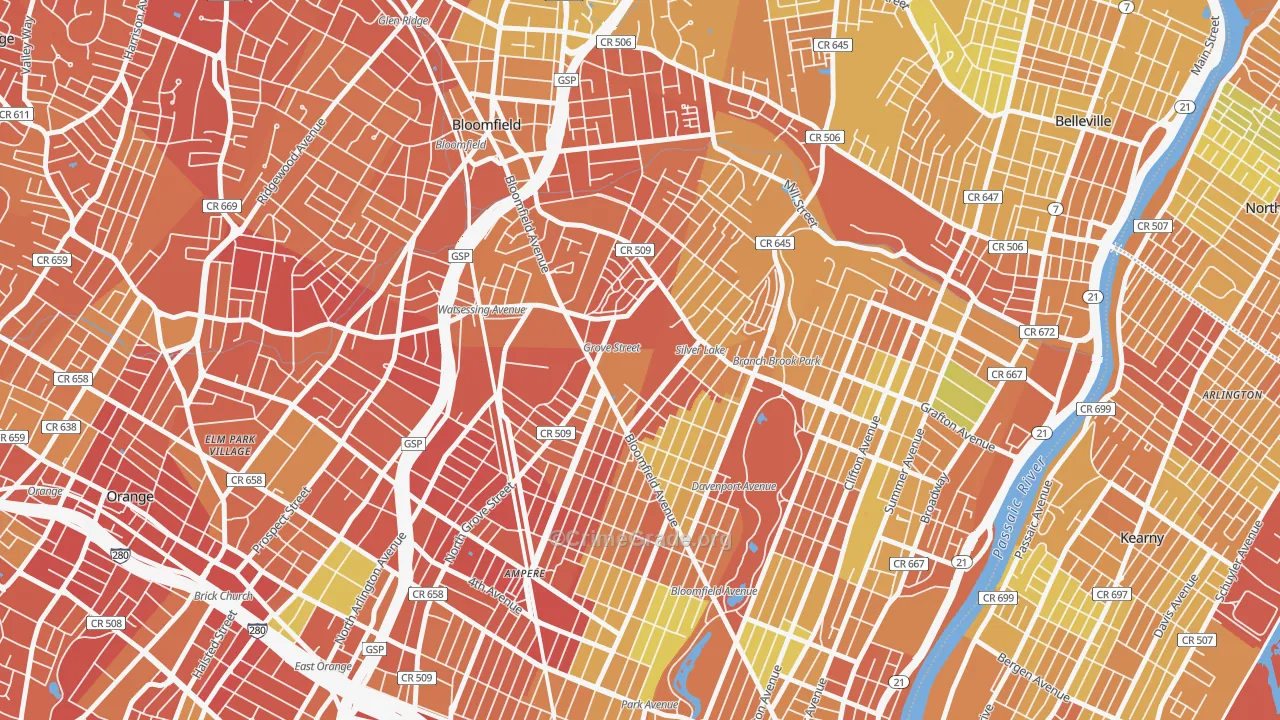Silver Lake, NJ Map of Murder Rates