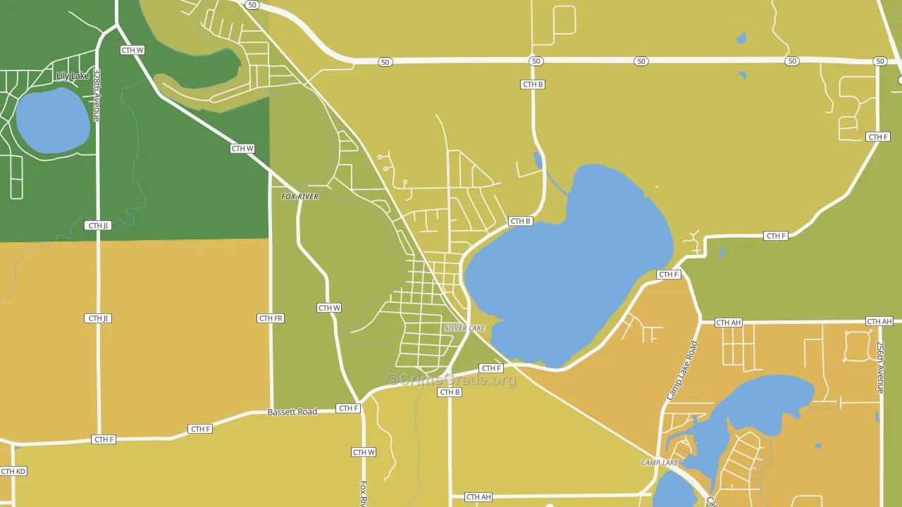 Silver Lake, WI Map of Murder Rates