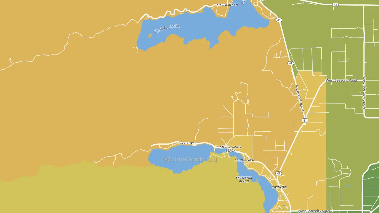 Silver Sands Beach, ID Map of Murder Rates
