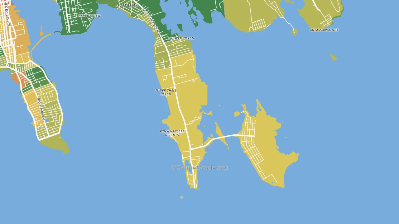 Silver Shell Beach, MA Map of Murder Rates