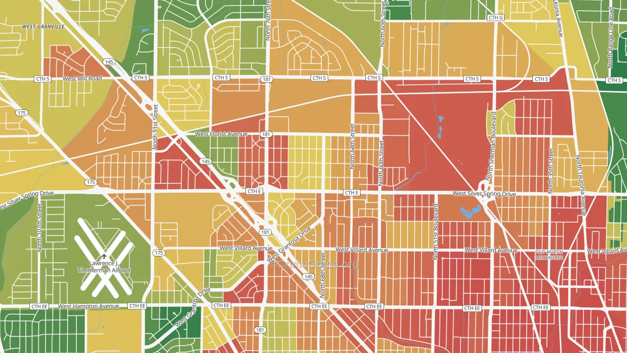 Silver Spring, Milwaukee, WI Map of Murder Rates