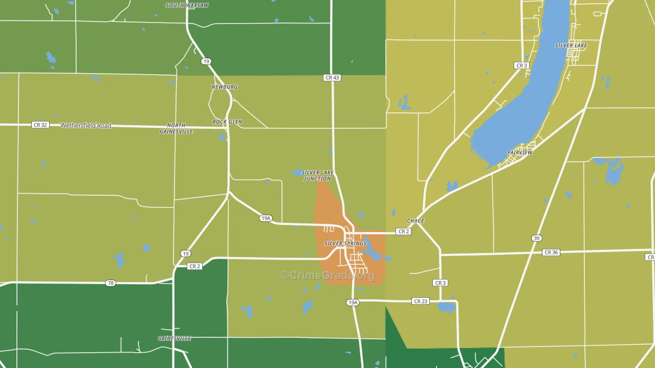 Silver Springs, NY Map of Murder Rates
