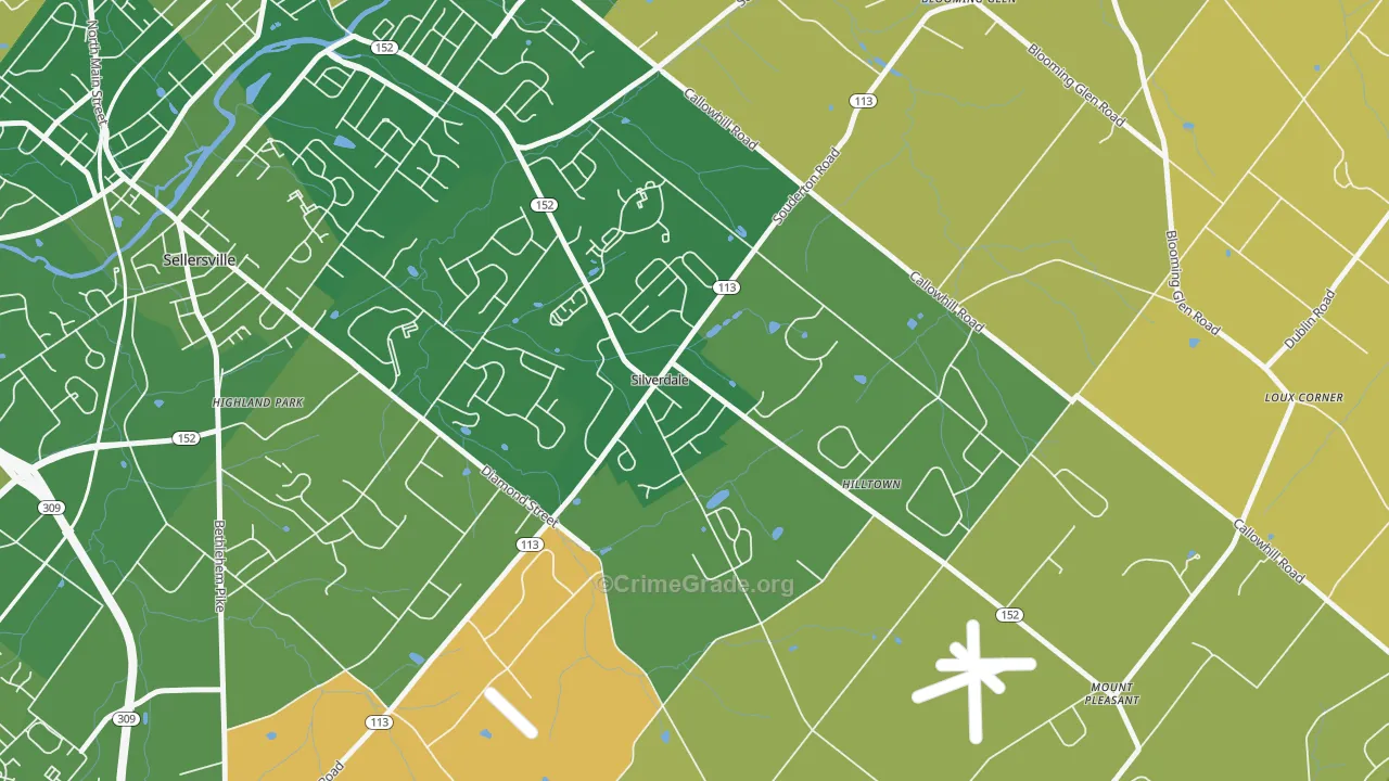 Silverdale, PA Map of Murder Rates
