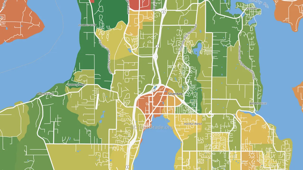 Silverdale, WA Map of Murder Rates