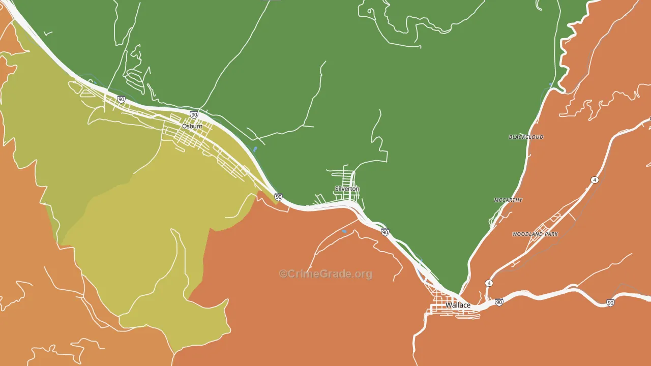 Silverton, ID Map of Murder Rates
