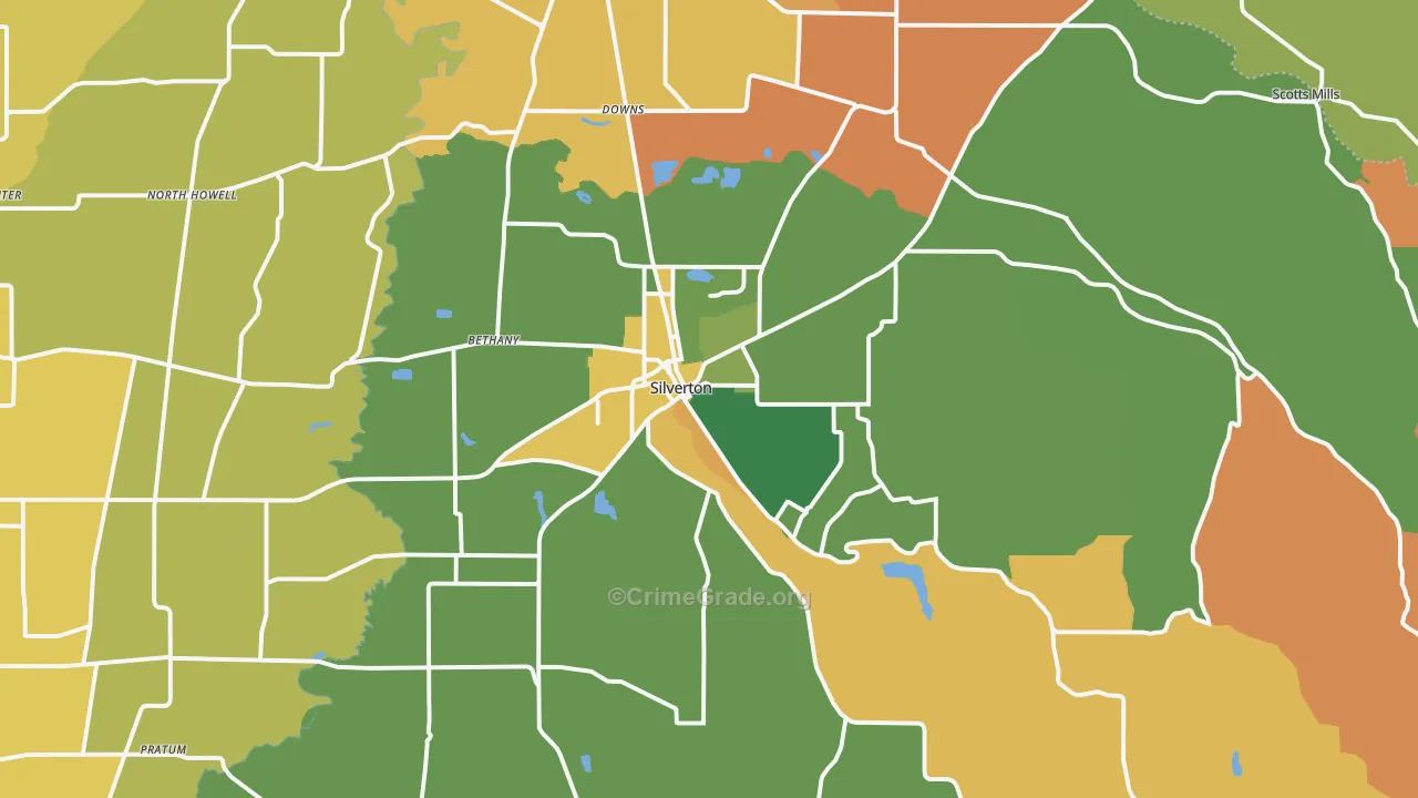 Silverton, OR Map of Murder Rates