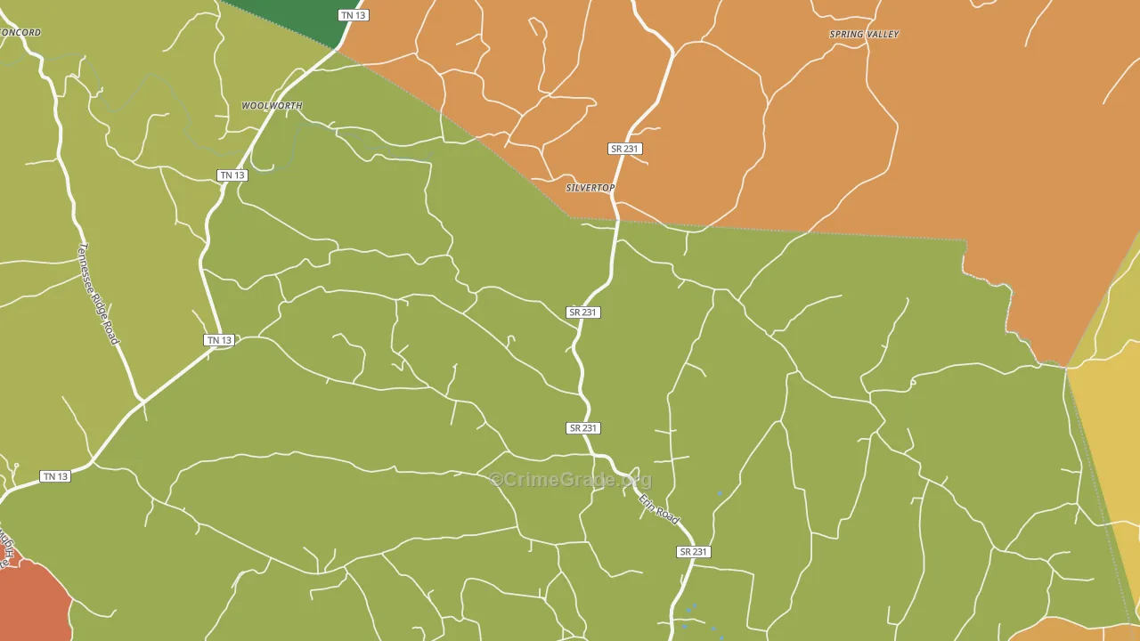 Silvertop, TN Map of Murder Rates