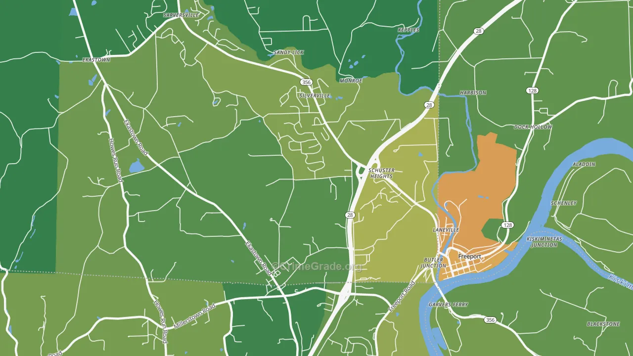 Silverville, PA Map of Murder Rates