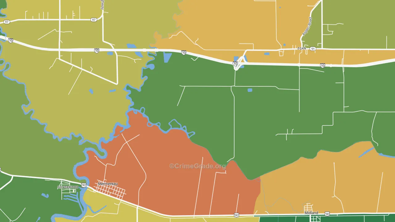 Silverwood, LA Map of Murder Rates