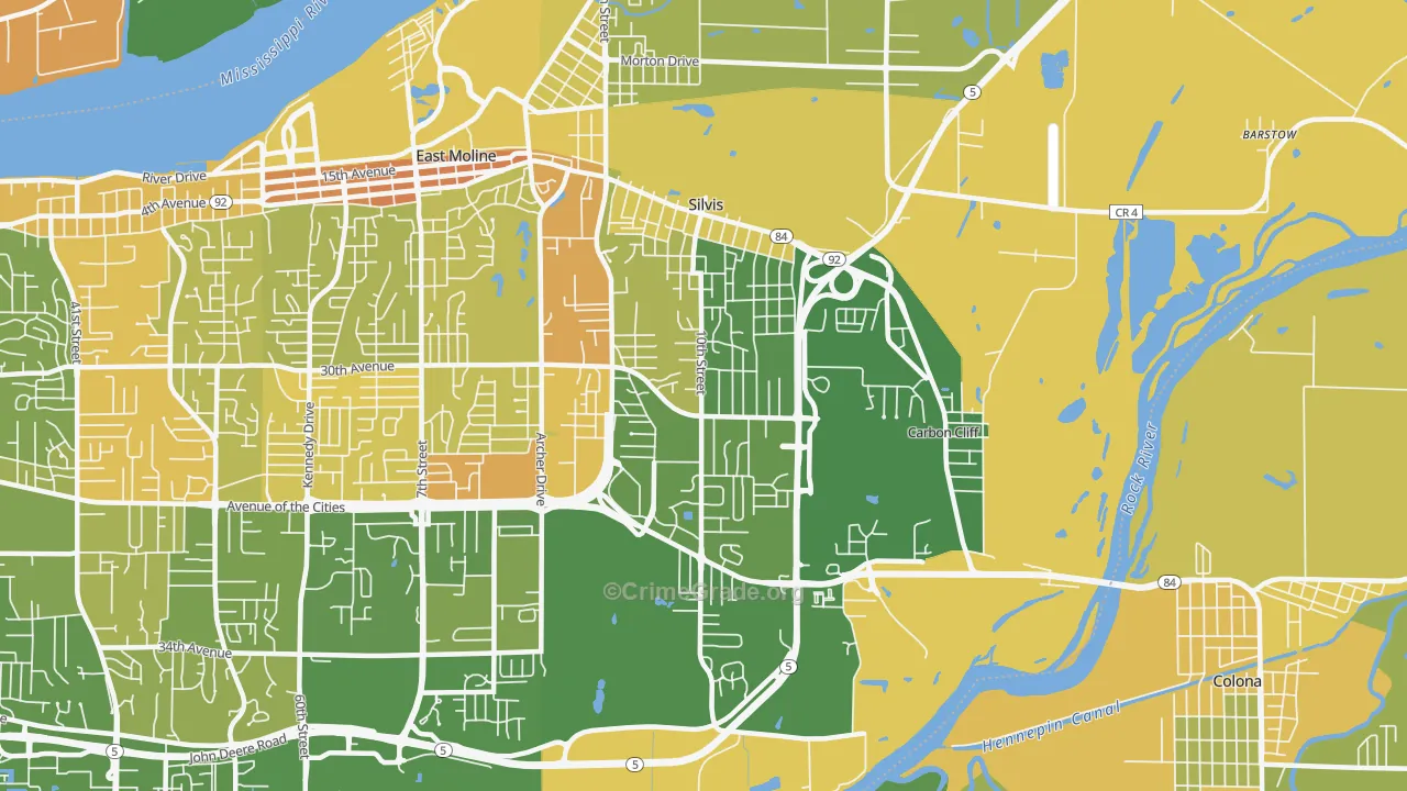 Silvis, IL Map of Murder Rates