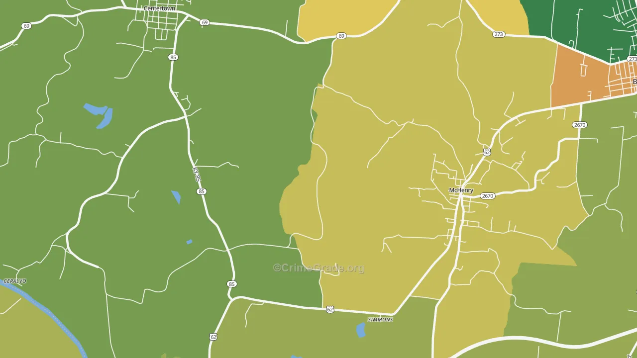 Simmons, KY Map of Murder Rates
