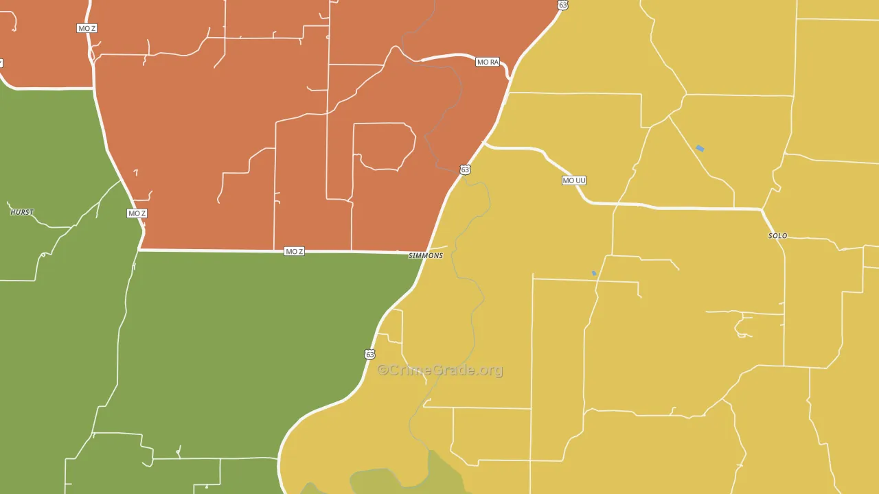 Simmons, MO Map of Murder Rates