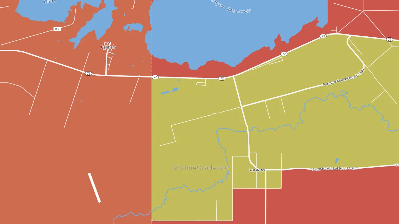 Simmons, TX Map of Murder Rates