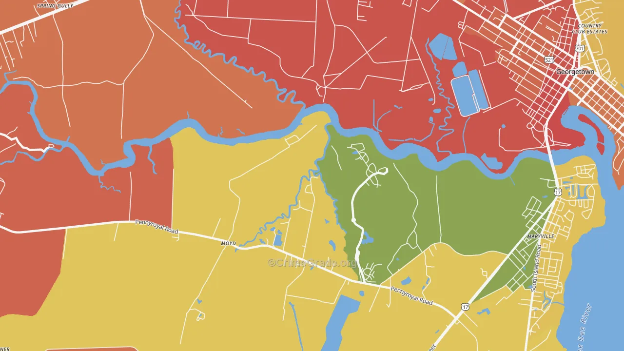 Simmonsville, SC Map of Murder Rates