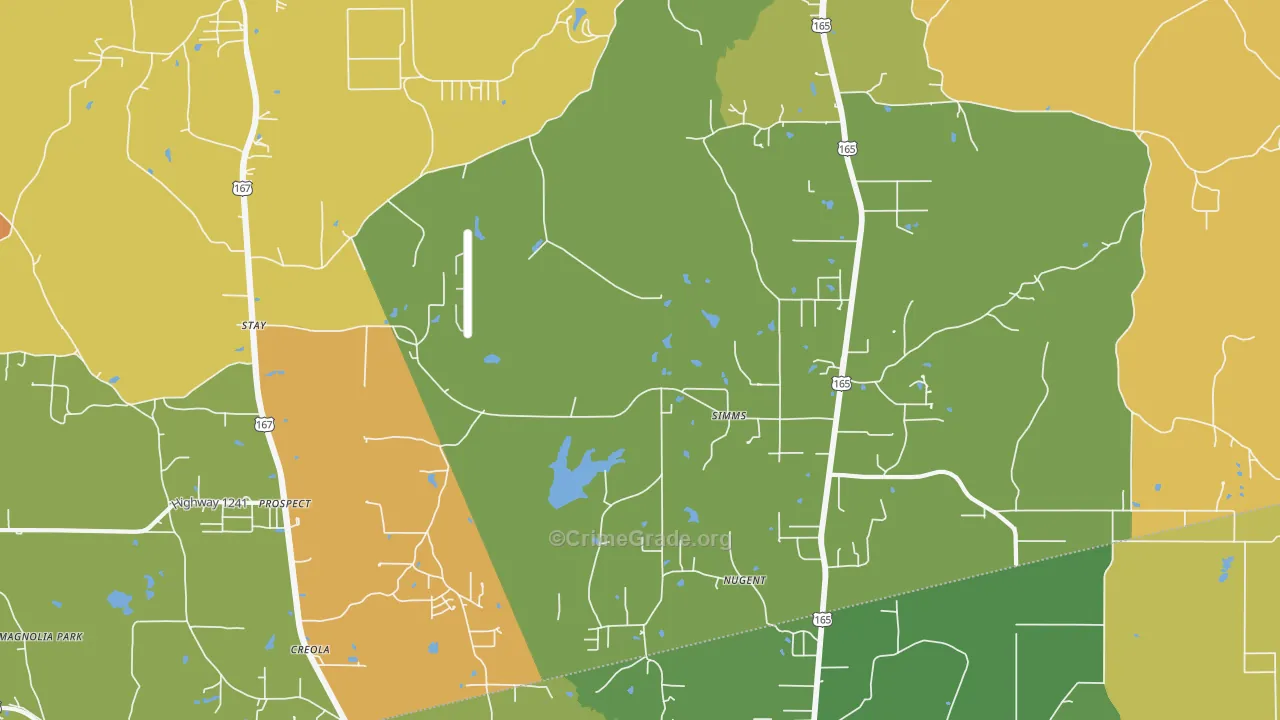 Simms, LA Map of Murder Rates