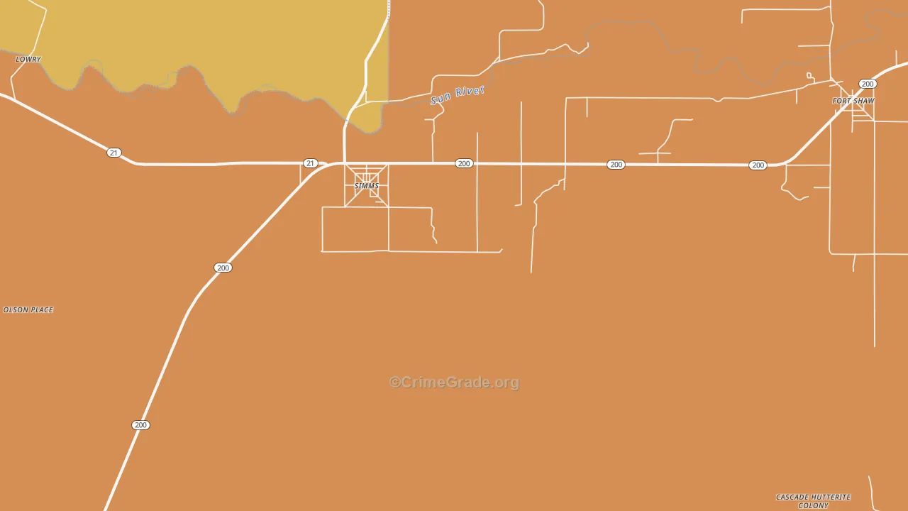 Simms, MT Map of Murder Rates