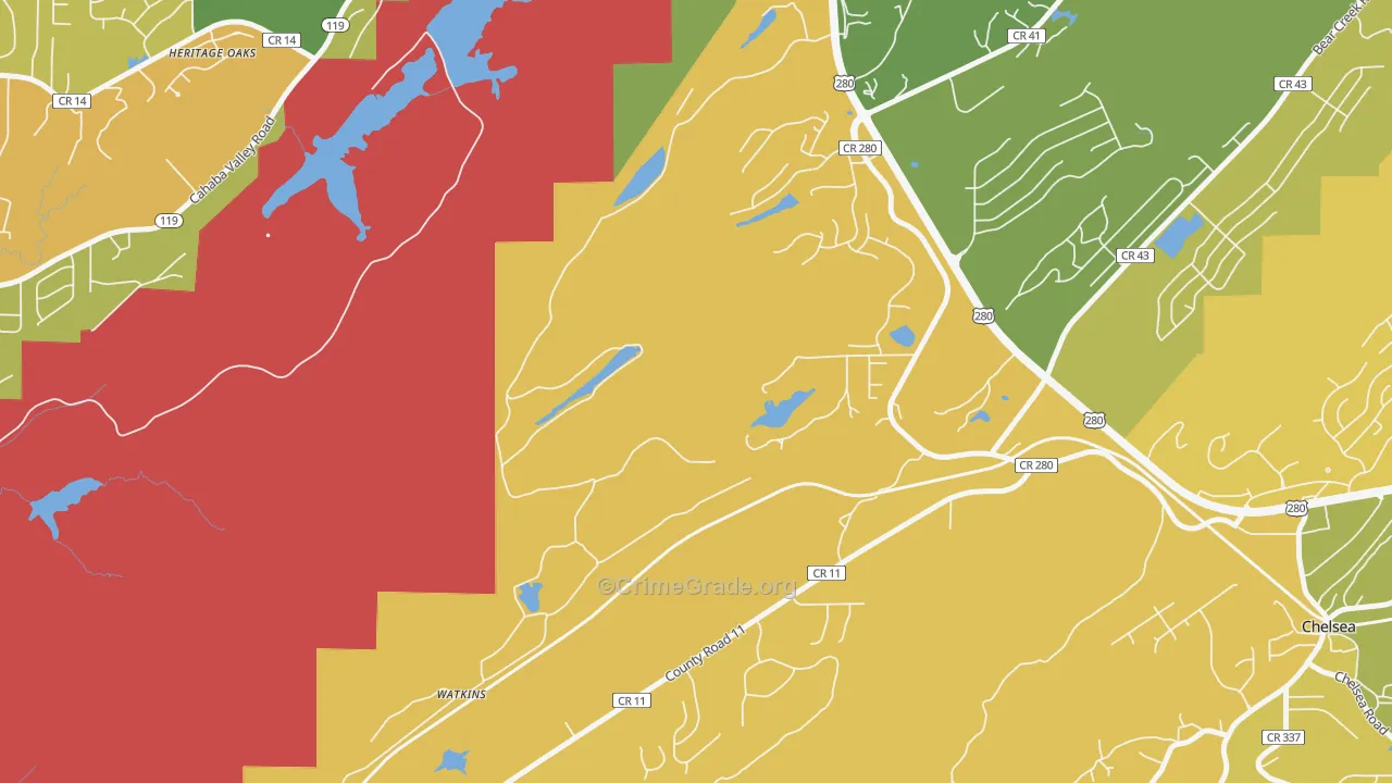 Simmsville, AL Map of Murder Rates