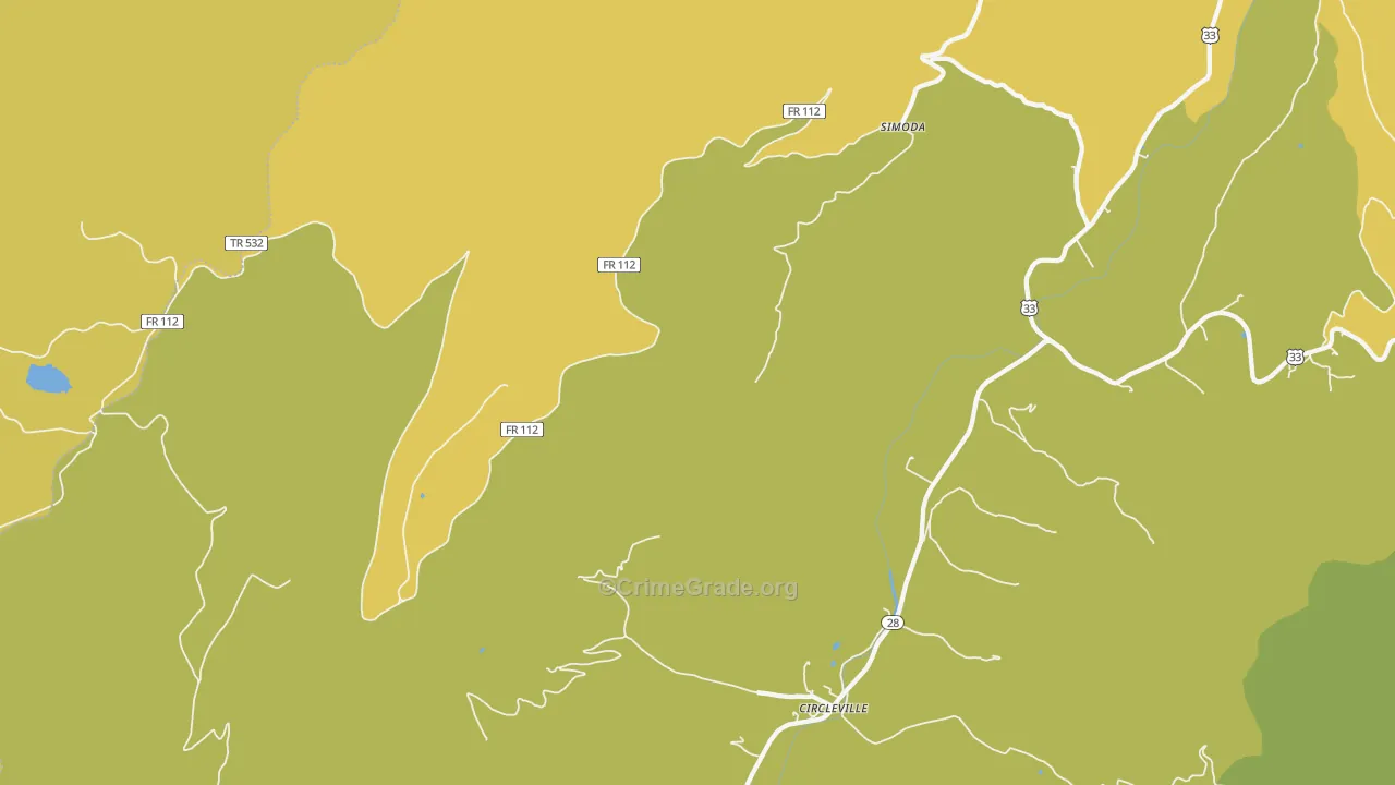 Simoda, WV Map of Murder Rates
