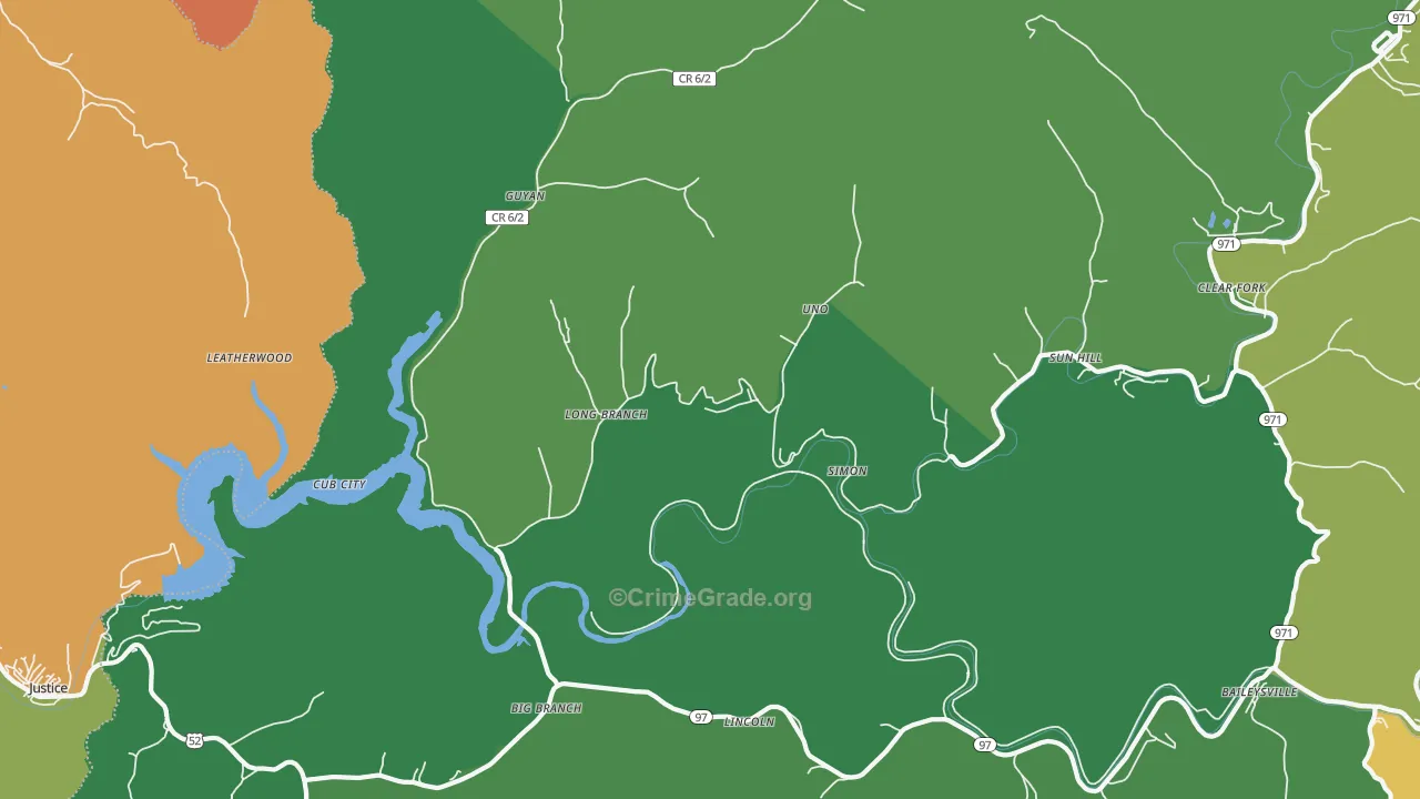 Simon, WV Map of Murder Rates