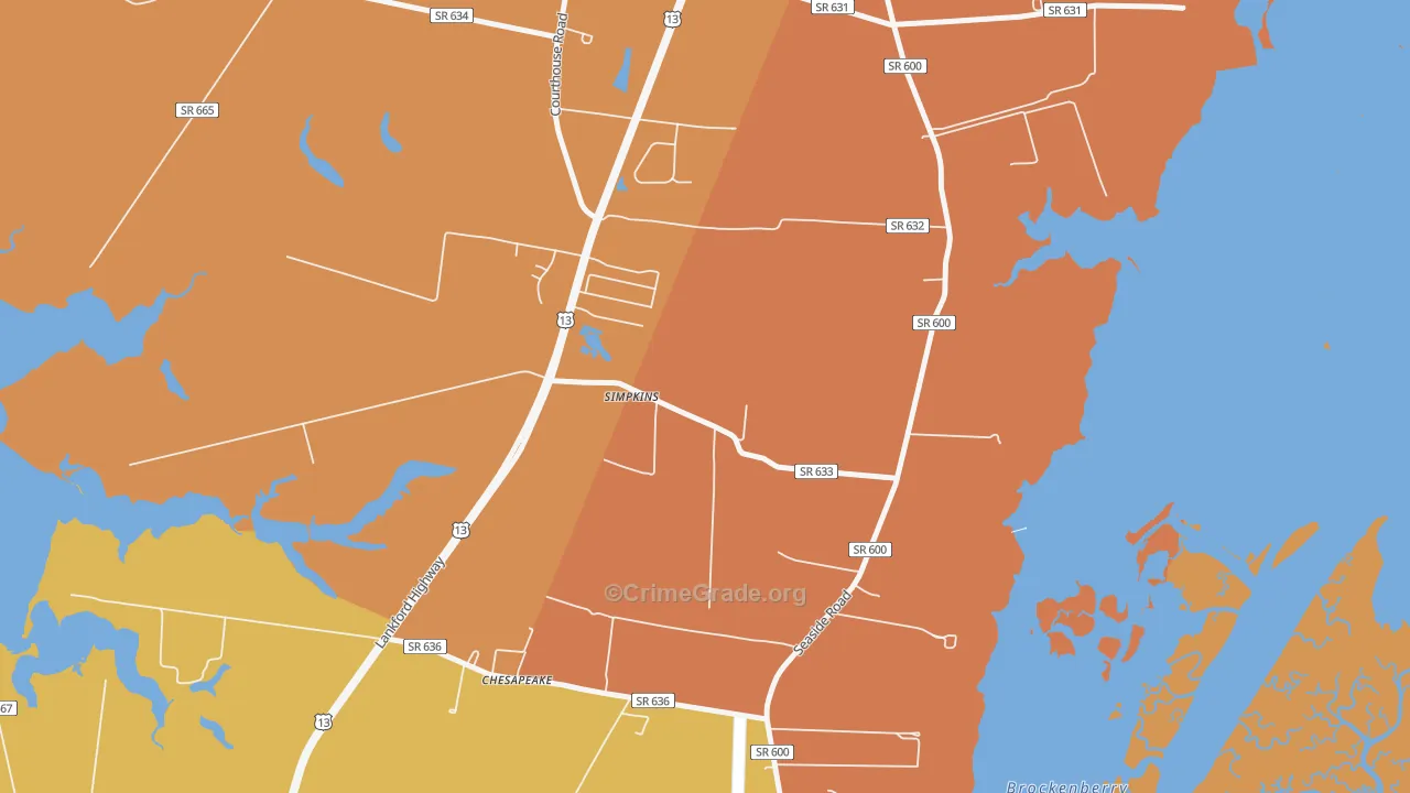 Simpkins, VA Map of Murder Rates