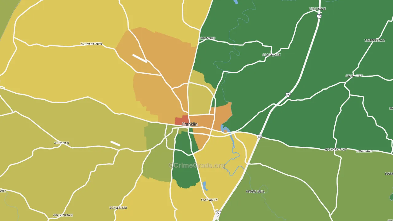 Simpson County, KY Map of Murder Rates