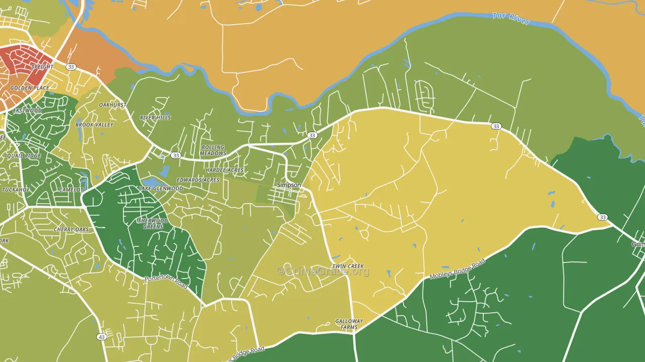 Simpson, NC Map of Murder Rates