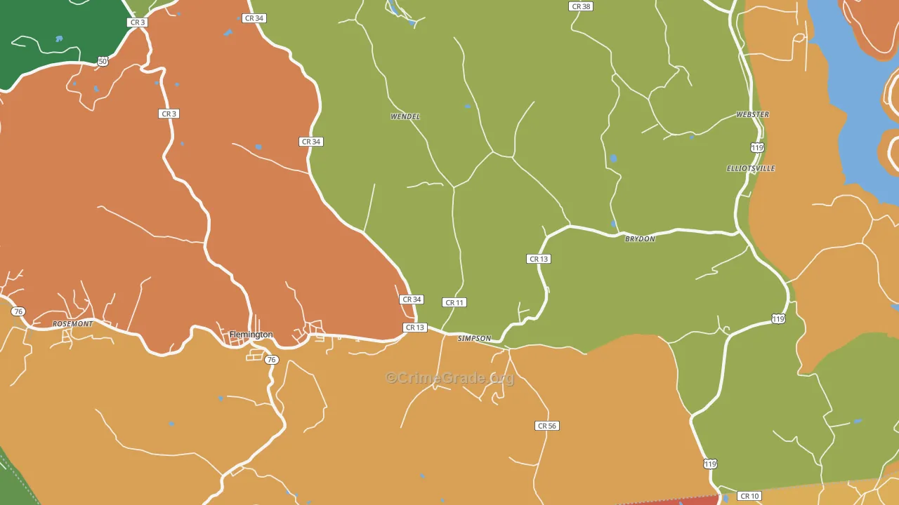 Simpson, WV Map of Murder Rates