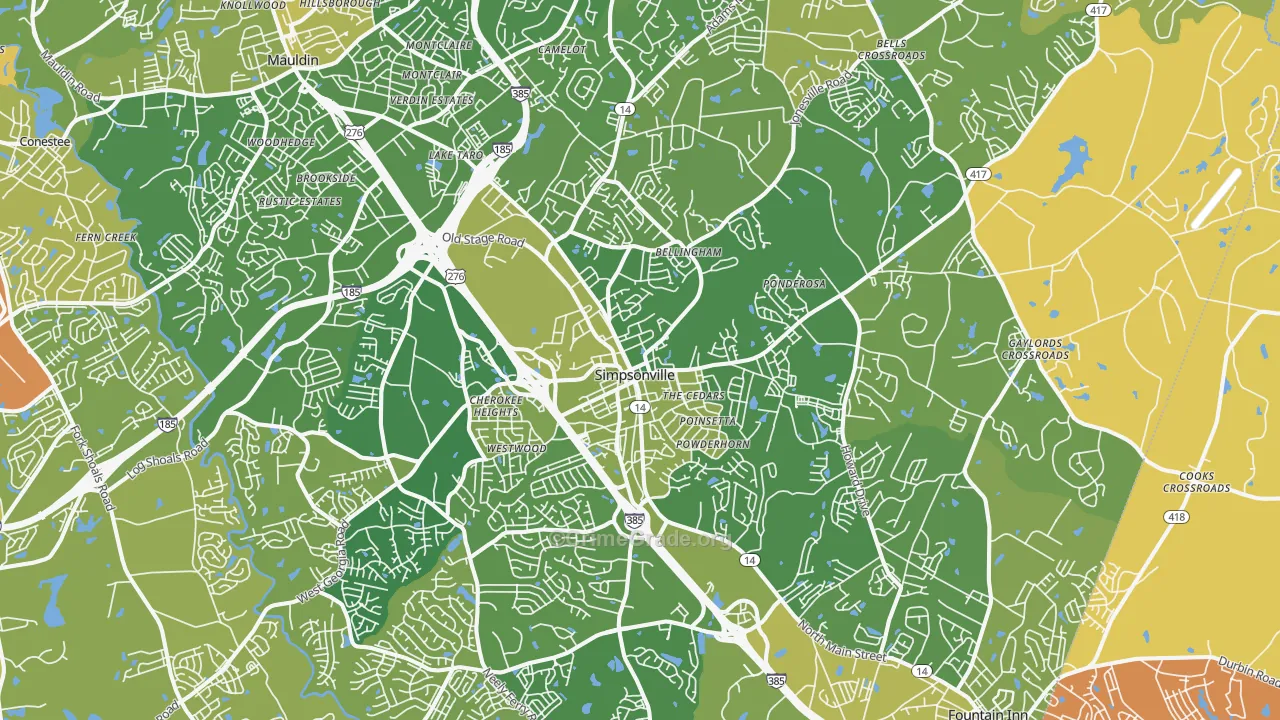 Simpsonville, SC Map of Murder Rates