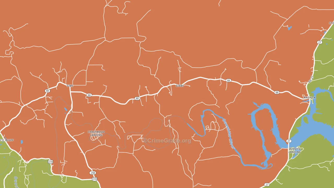Sims, AR Map of Murder Rates